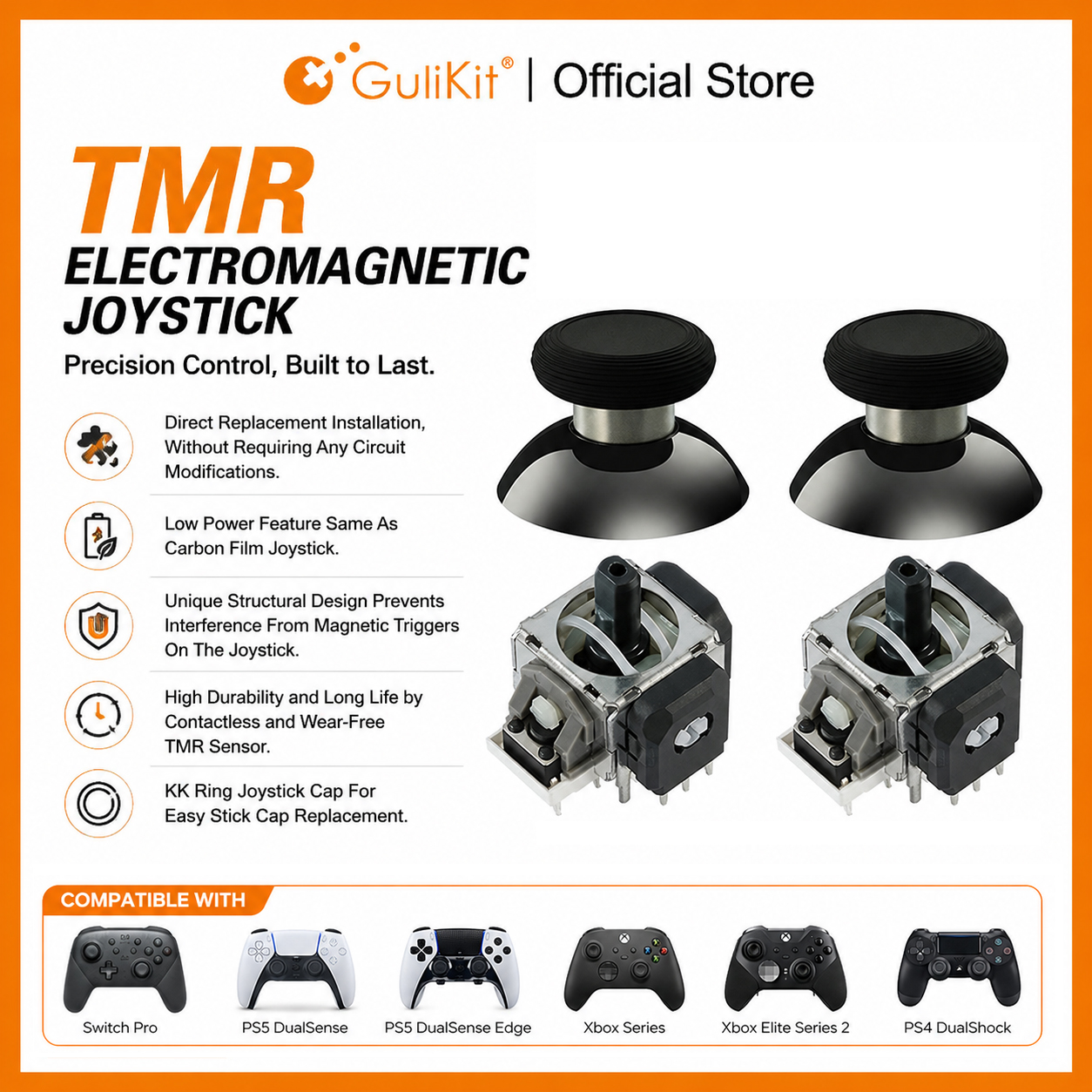 Esports Gaming Controller - 10 Pairs GuliKit TMR Joystick with