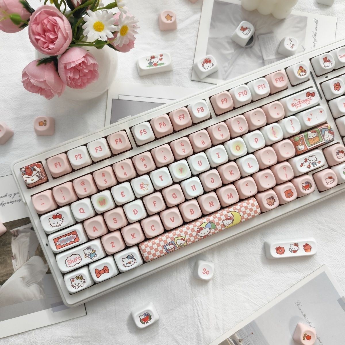Keyboard Tenkeyless - Anime Sanrio Hello Kitty Keycaps Sublimation