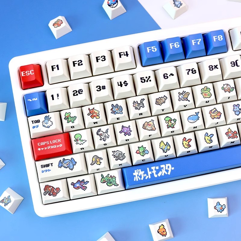 Keyboard Tenkeyless - Popular anime Pokemon keycap game pixel