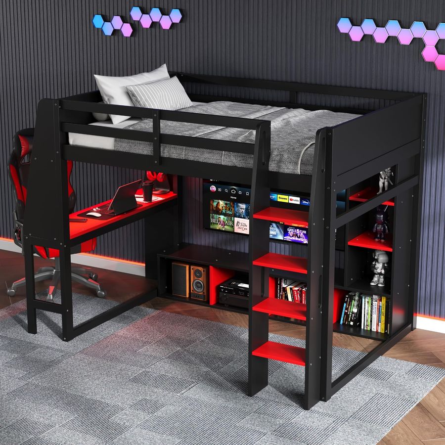 Wooden Twin Loft Bed with Gami – Esports Gaming Bed Bewertung und Preis
