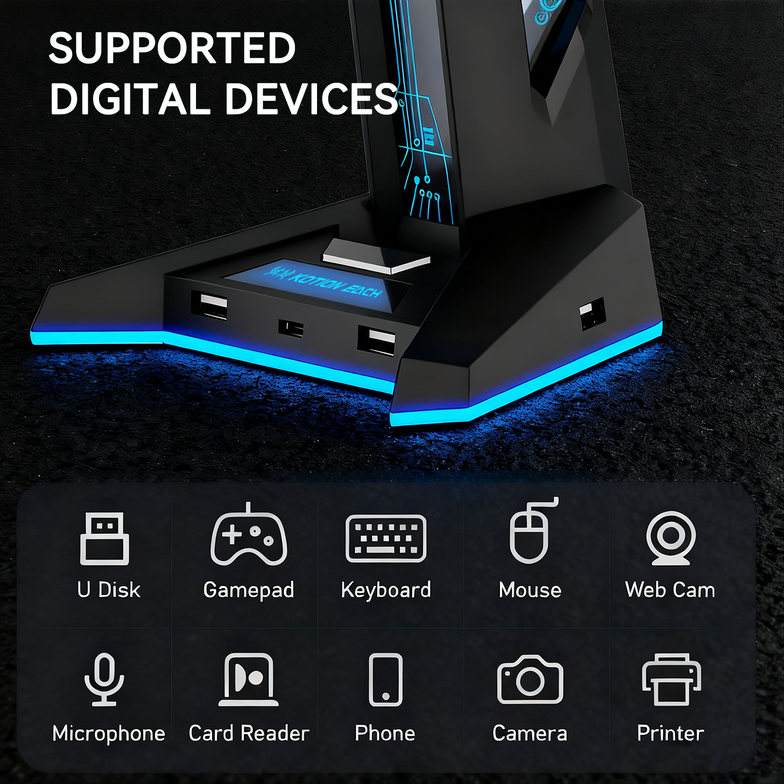 H74 RGB Headphone Stand with U – Esports Gaming Hub Bewertung und Preis