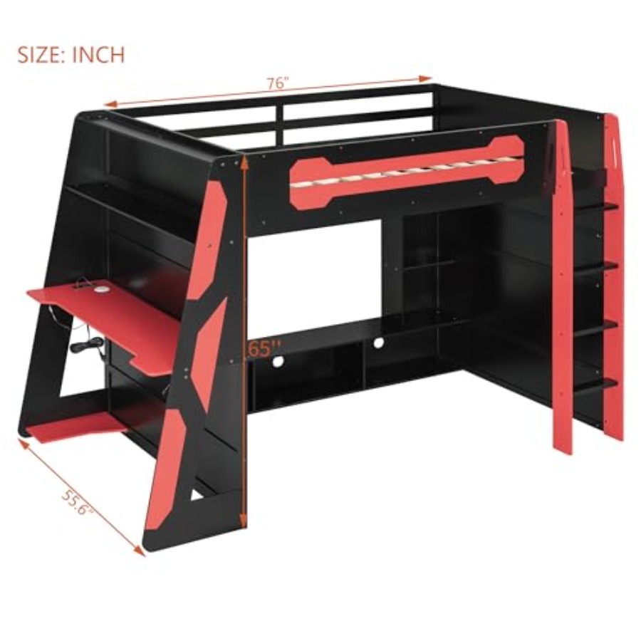 Full Size Wood Gaming Loft Bed – Esports Gaming Bed Bewertung und Preis