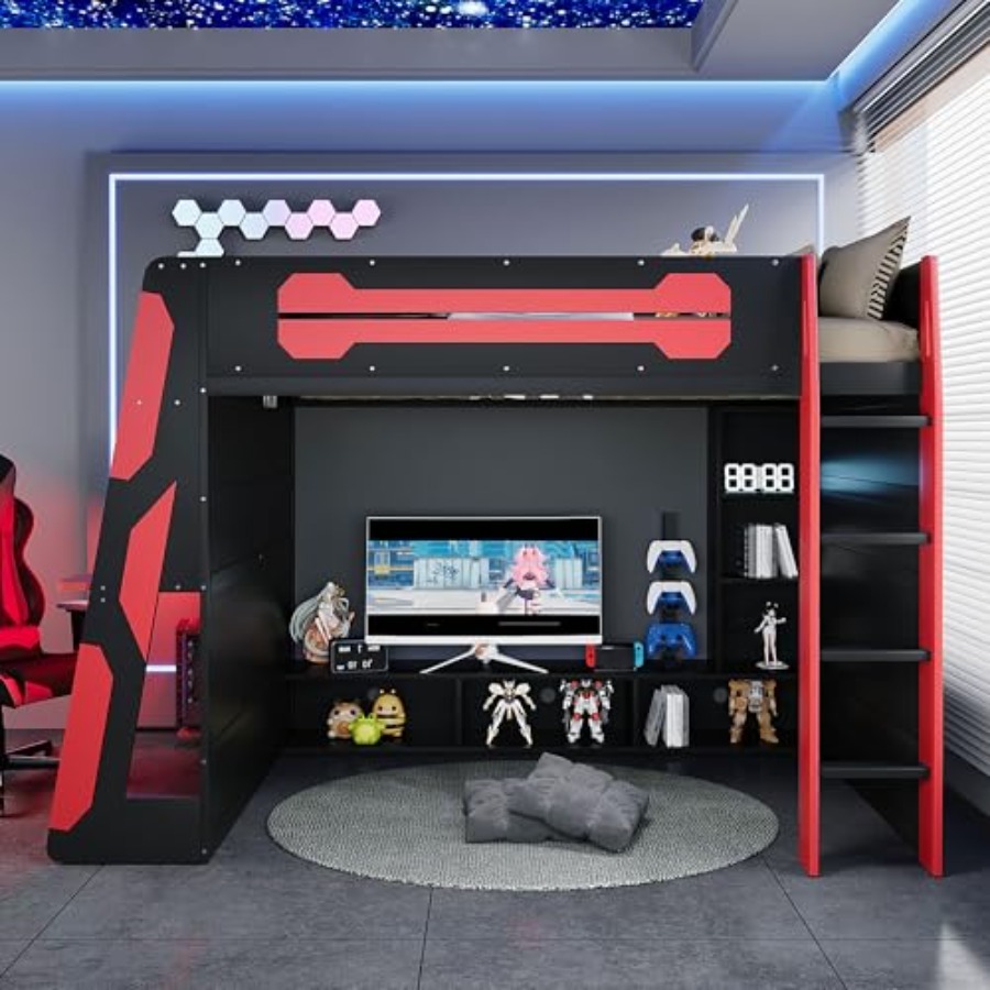 Full Size Wood Gaming Loft Bed – Esports Gaming Bed Bewertung und Preis